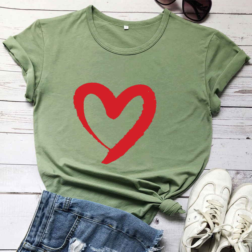 Women’s Heart Graphic T-Shirt - Cute Casual Soft Tee - Multiple Colors & Sizes - Picture 6 of 10
