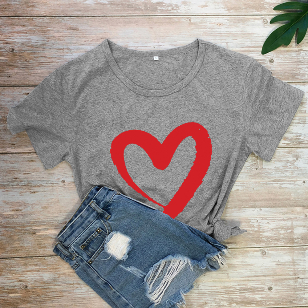 Women’s Heart Graphic T-Shirt - Cute Casual Soft Tee - Multiple Colors & Sizes - Picture 3 of 10