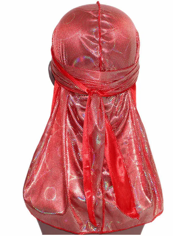 Laser Circle Simulation Silk Long Tail Pirate Hat Red - Shop at LoveMi