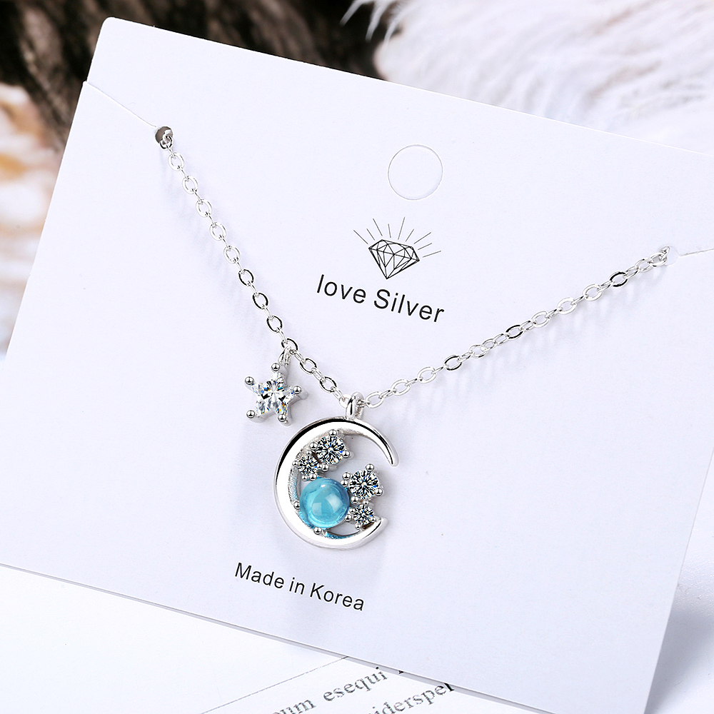 Blue Star Moon Necklace