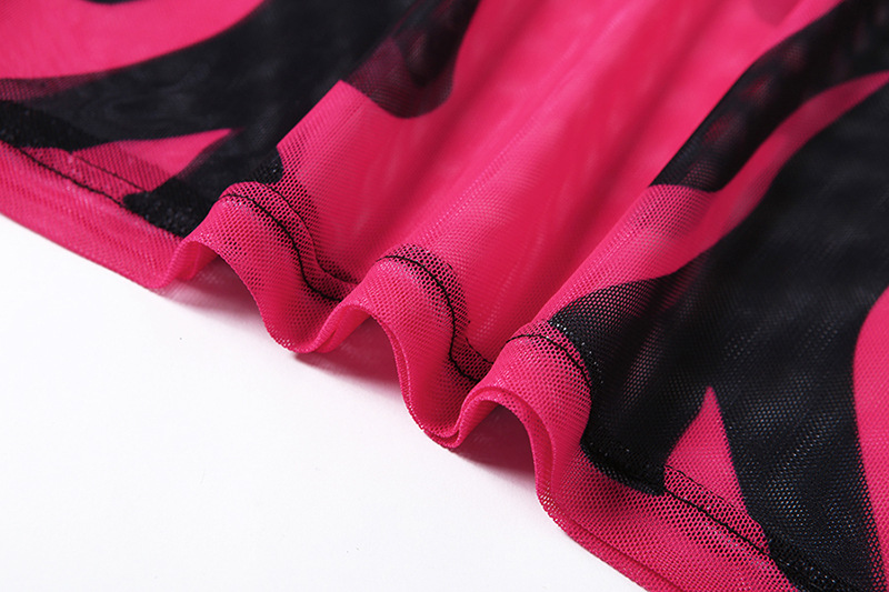 Round neck long sleeve perspective mesh