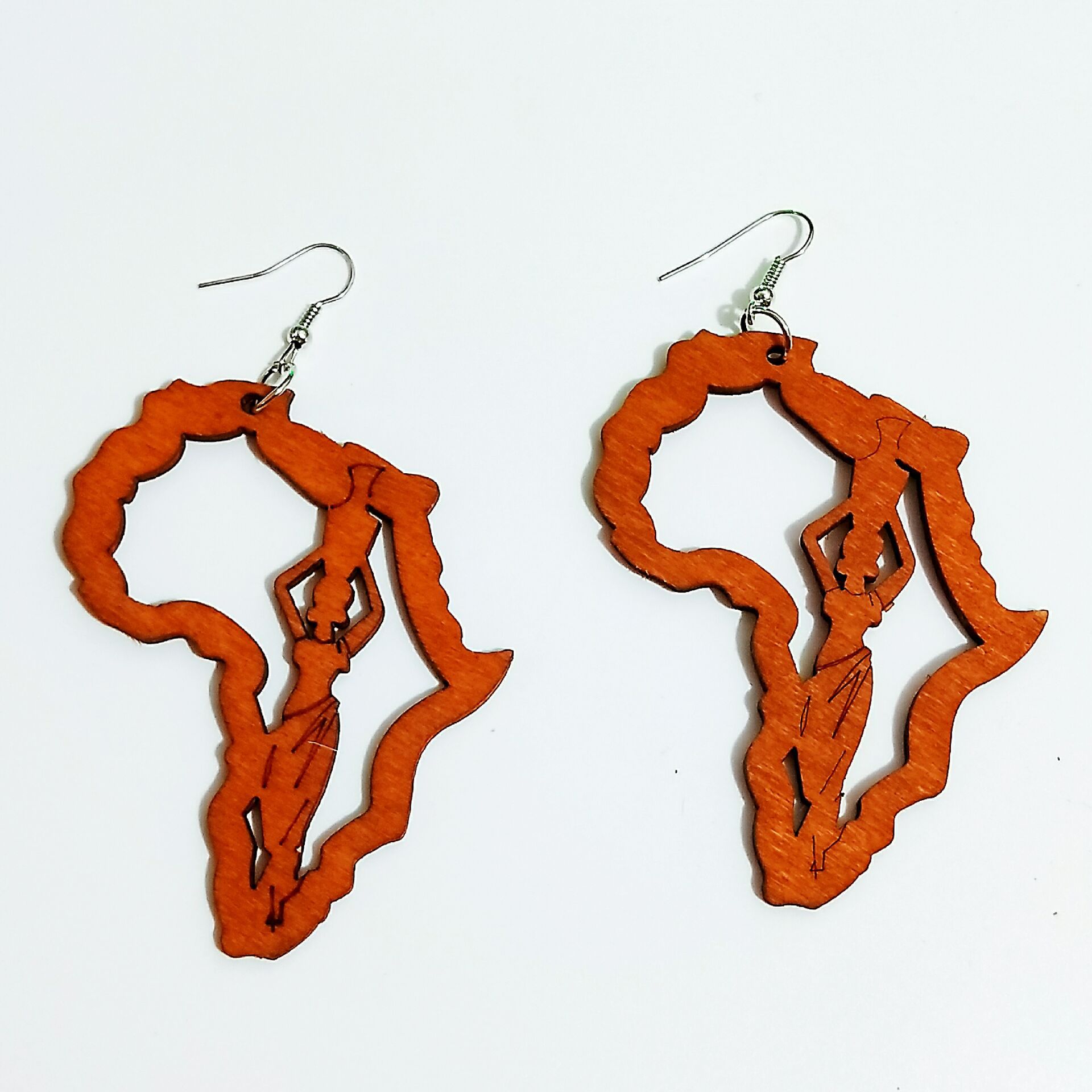 Map wooden earrings