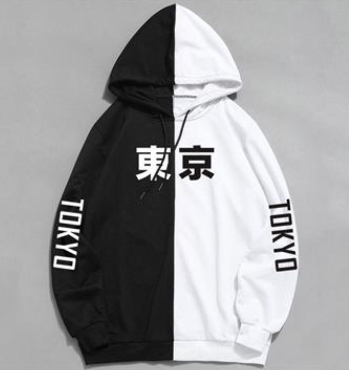 cool Tokyo print Harajuku pullover hoodie thin sweatshirt