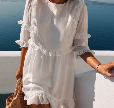 Summer dress solid color ruffles