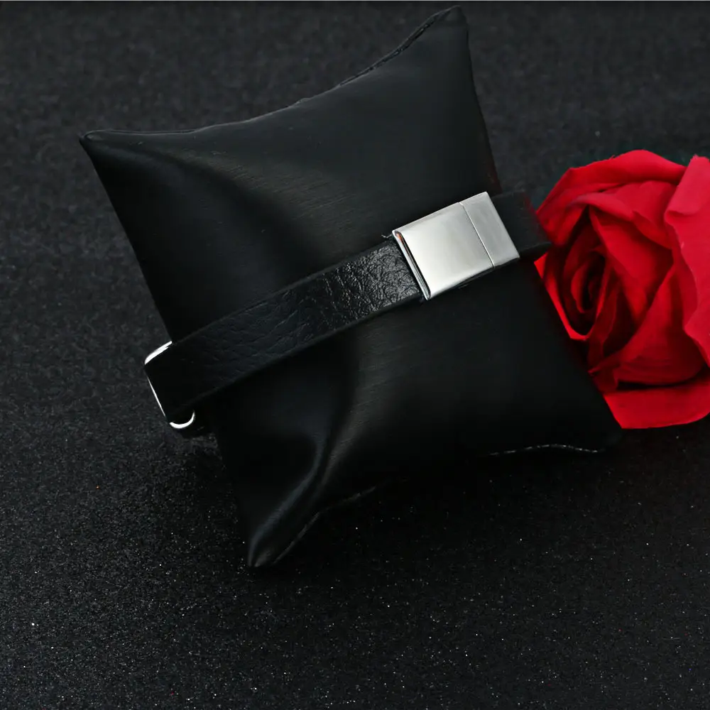 Stainless steel braided leather bracelet