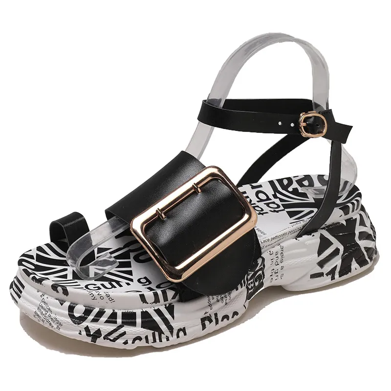 Buckle casual buckle women sandals - Black