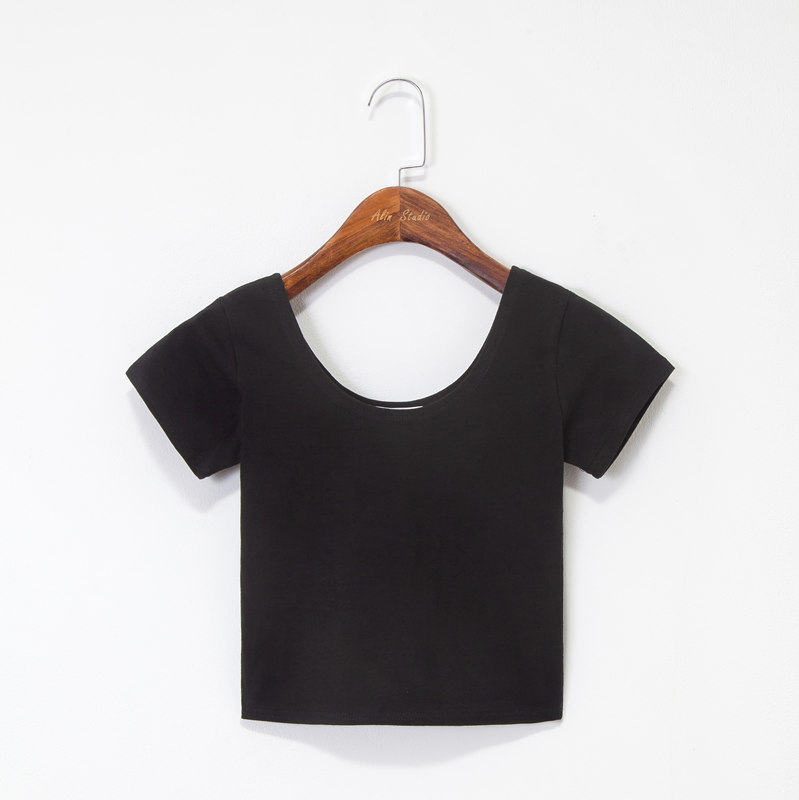 Short T-shirt leaking belly button tight waist top