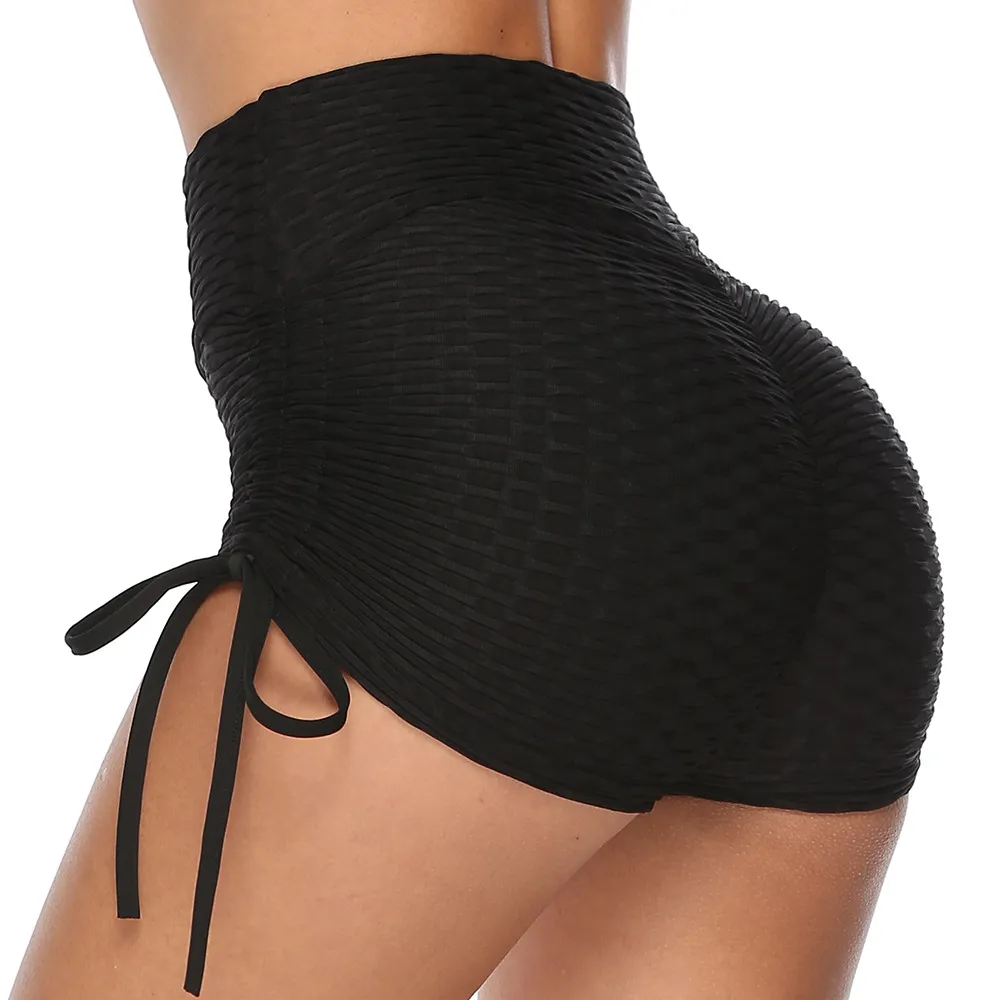European and American bubble shorts bow - Black 2Pcs