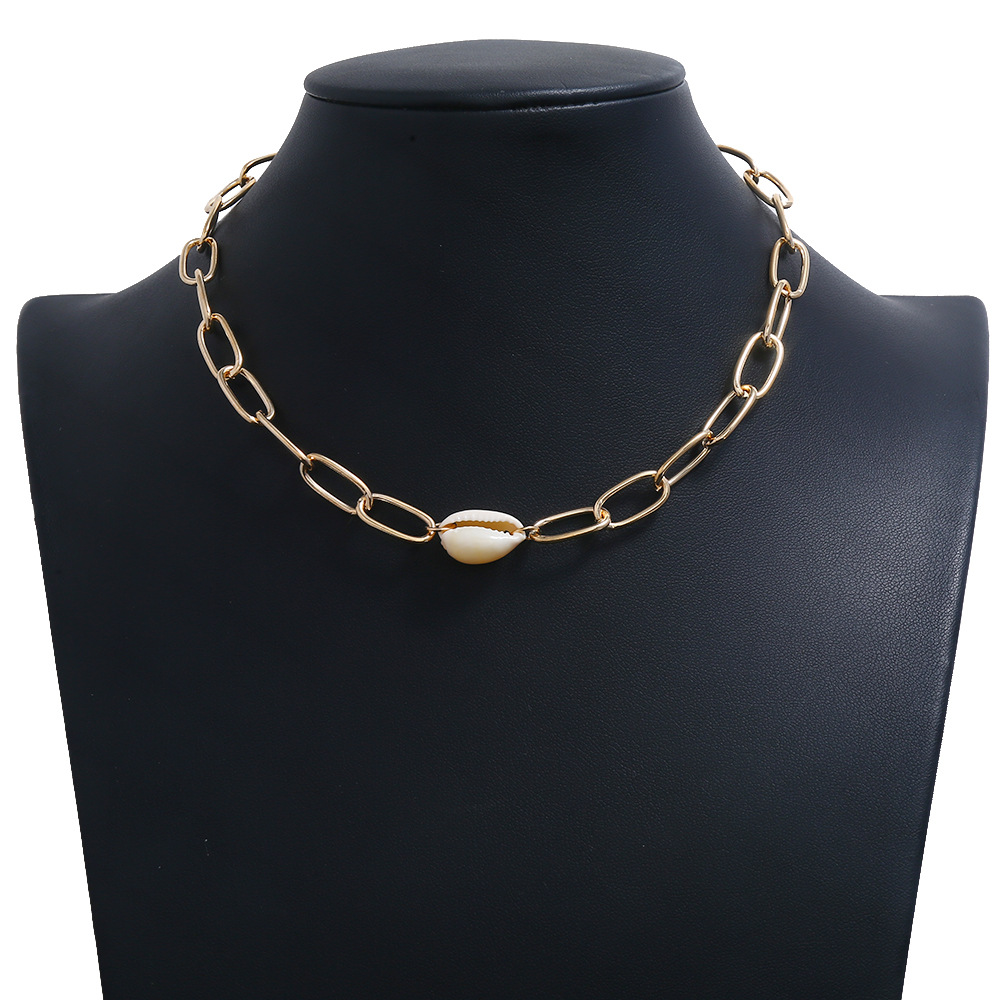 Shell geometric metal necklace wild short clavicle chain
