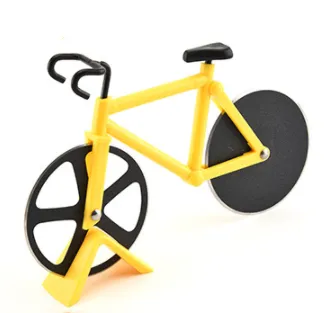 Pizza Cutter Stainless Steel Bicycle Shape Wheel Bike Roller Pizza Chopper Slicer Pizza Cutting Knife Kitchen Tools Yellow - Shop at LoveMi