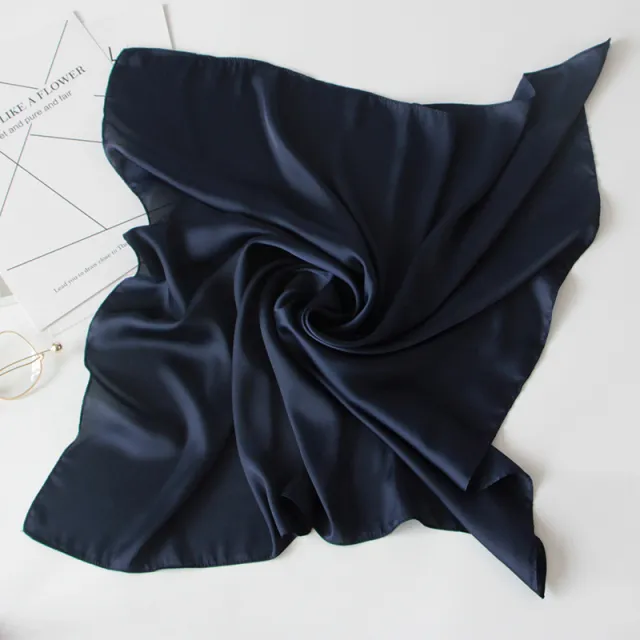 Solid Silk Neck Scarf Navy - Shop at LoveMi
