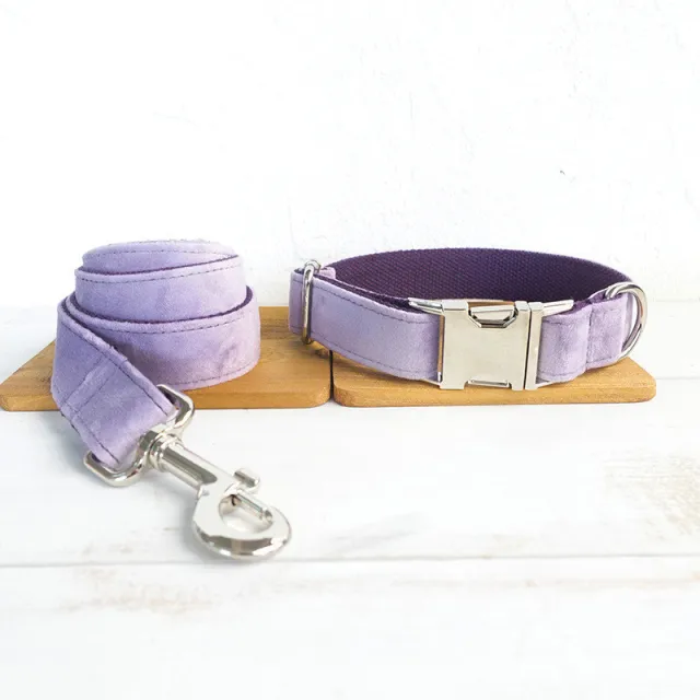 MUTTCO thick cashmere dog collar leash set Light Purple - Shop at LoveMi