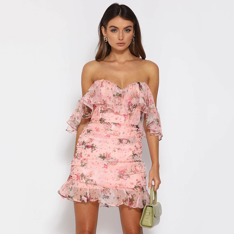 Sexy word shoulder print dress