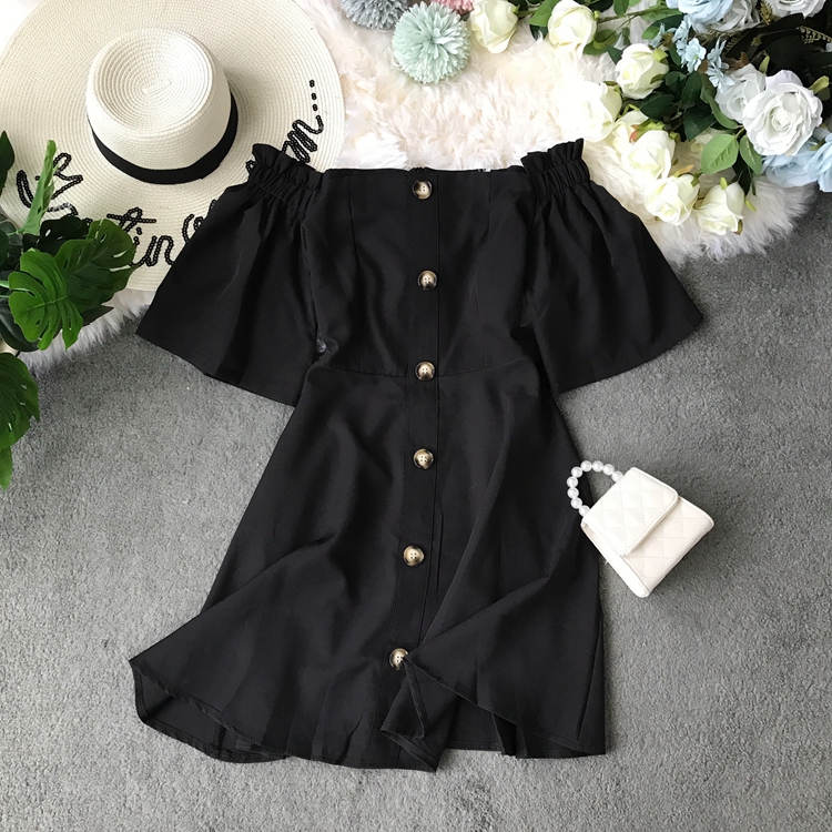 Bellflower skirt solid color temperament flared sleeve