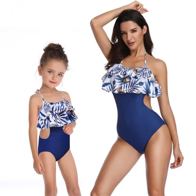 Printed one piece swimsuit Blue - Shop at LoveMi