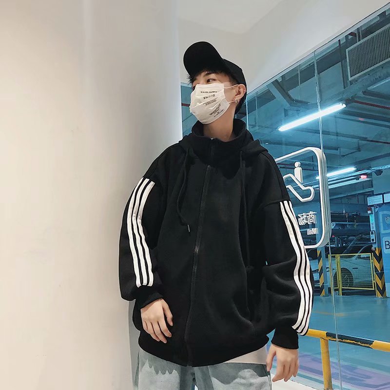 Striped hooded cardigan