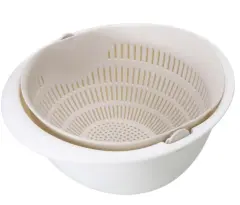 Double-Dish Sink Drain Basket Kitchen Panning Wash Fruit Basket - Apricot - View 1