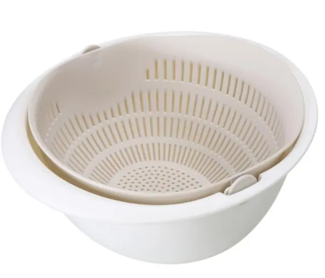 Double Dish Sink Drain Basket Kitchen Panning Wash Fruit Basket Apricot - Shop at LoveMi