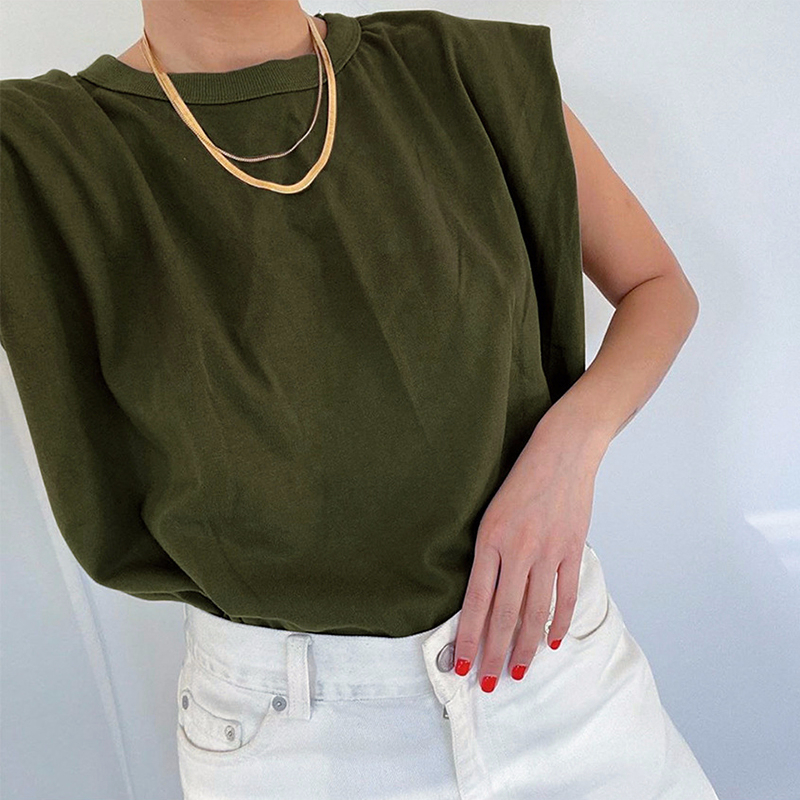 Casual round neck women's T-shirt sleeveless vest top