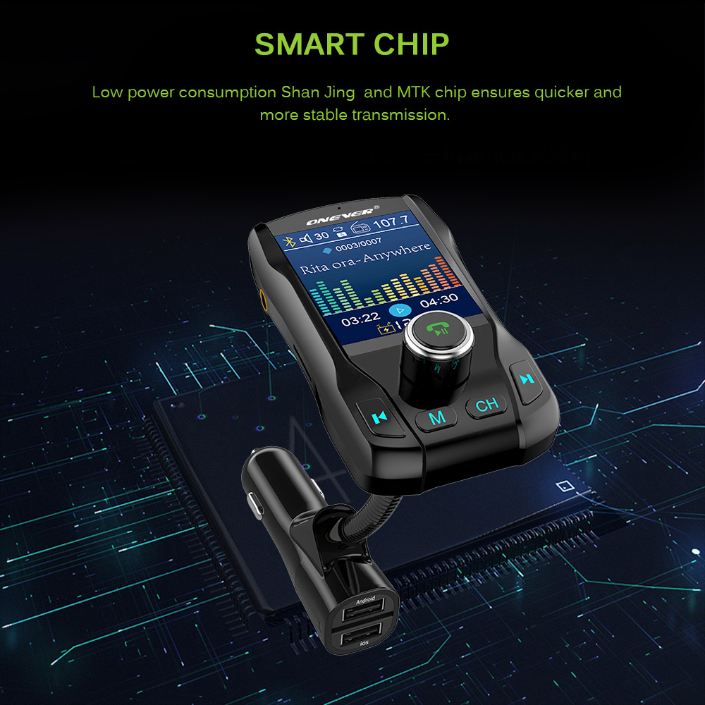 Compatible with Apple , Card car FM transmitter Bluetooth hands-free color screen - Image 3