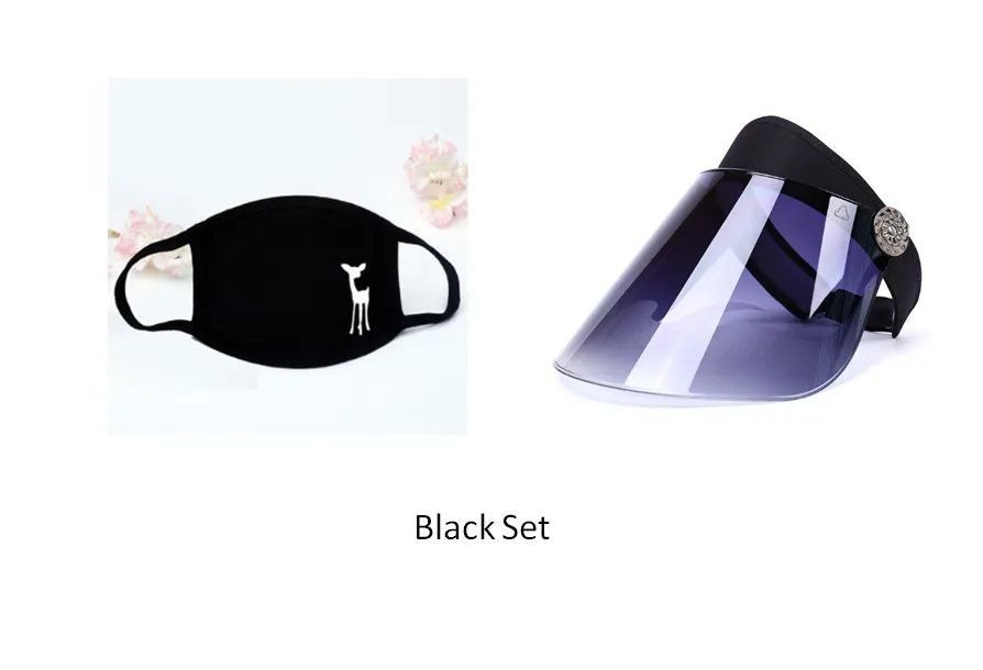 Anti-UV Sun Visor Hat - Black Set