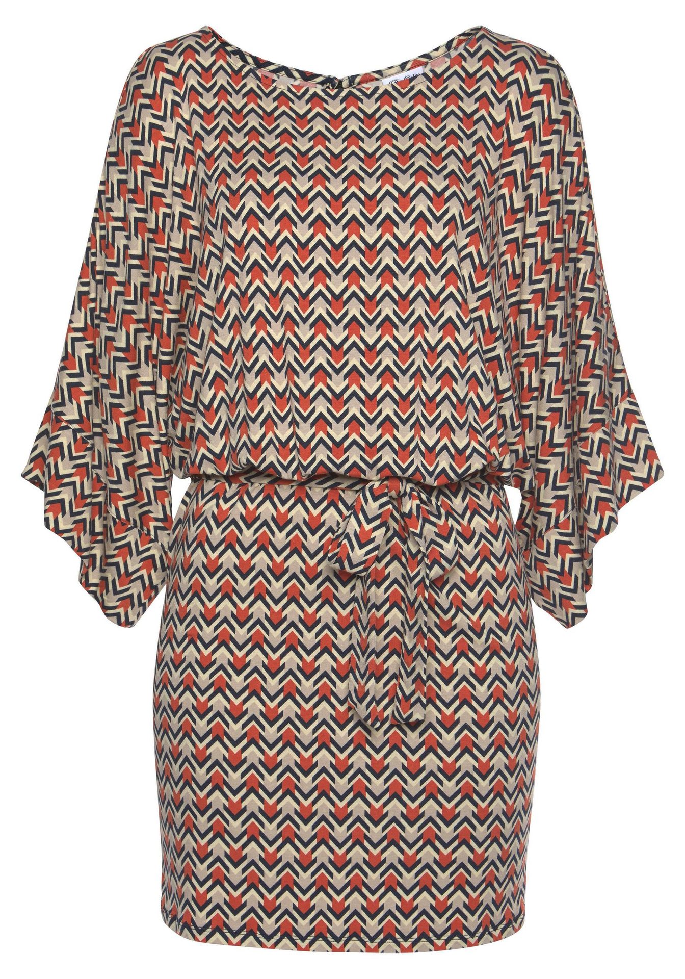 Leashed shoulder sleeves elastic waist loose dress