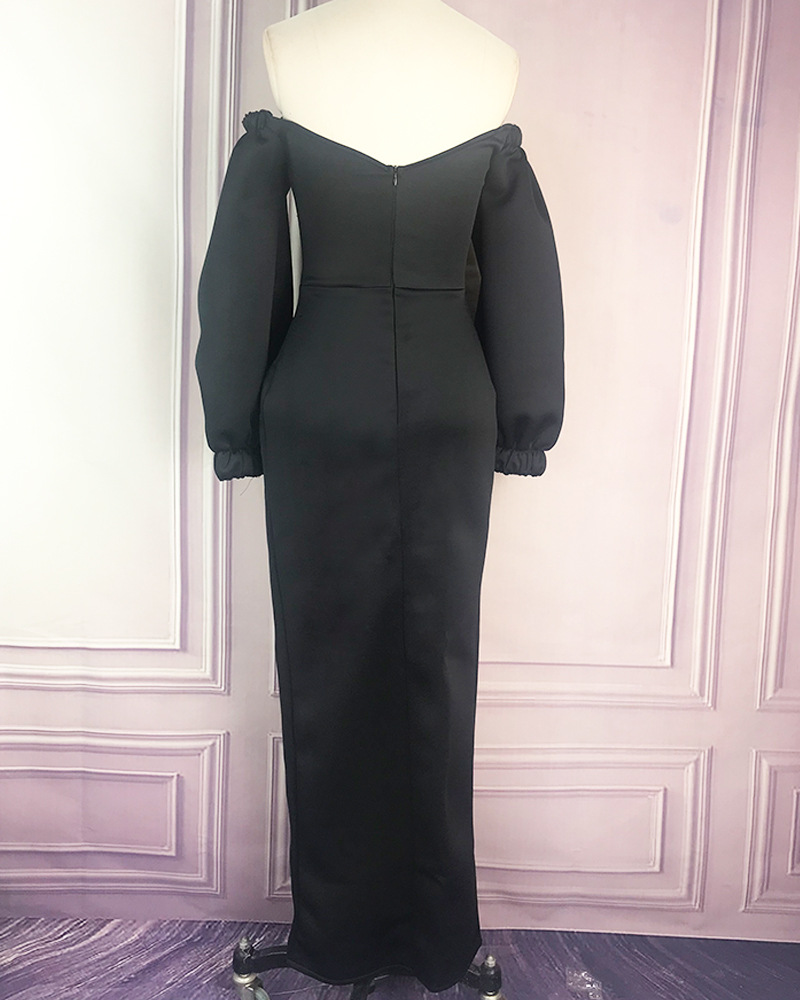 Bubble sleeve dress evening dress