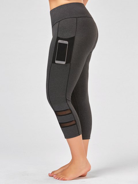 Mesh stitching yoga cropped pants Dark Gray - Shop at LoveMi