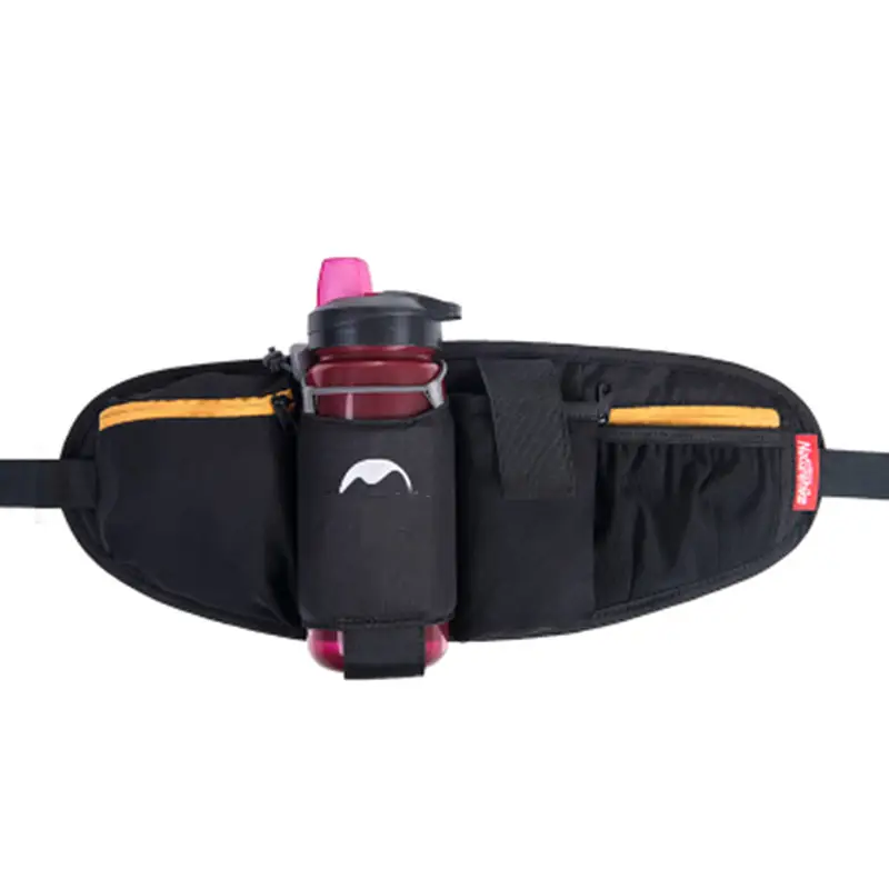 Outdoor Sports Waist Pack with Water Bottle Holder — Black