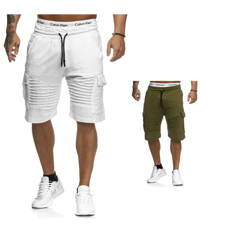 Men's pleated lace-up shorts