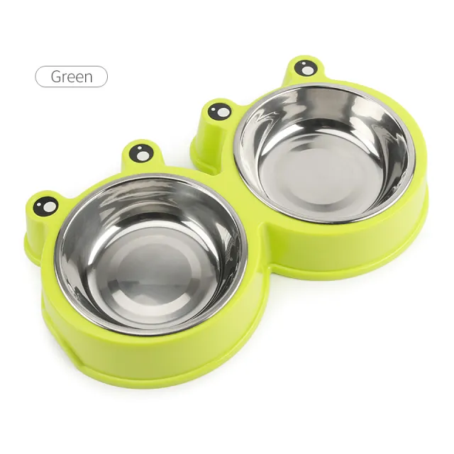 Cartoon pet stainless steel bowl Green - Shop at LoveMi