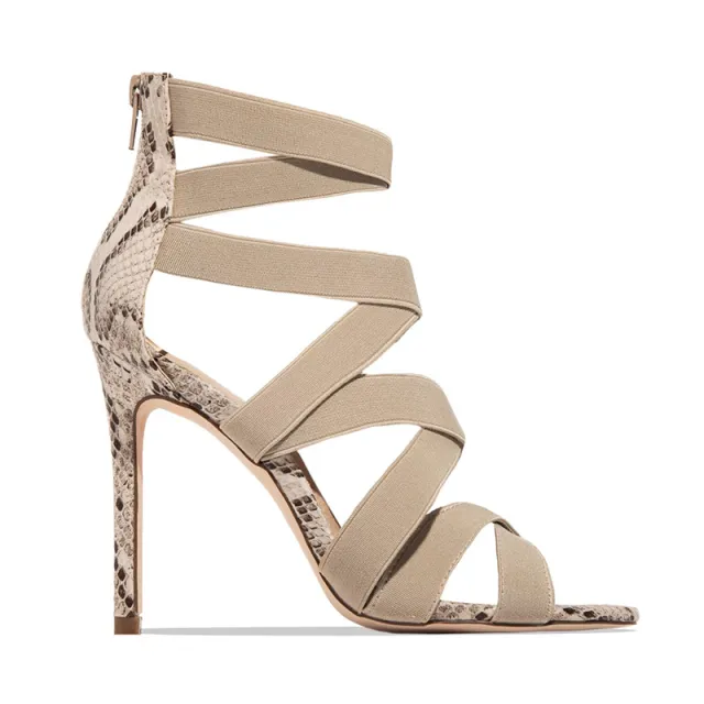 Sexy high heels with snake pattern Khaki - Shop at LoveMi