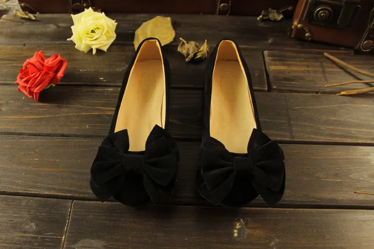 Women's bow flat shoes - Black
