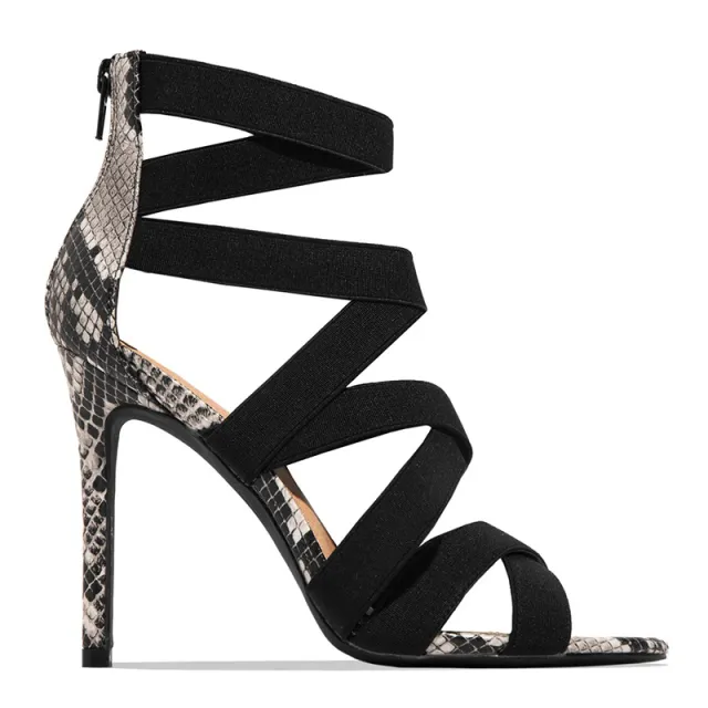 Sexy high heels with snake pattern Black - Shop at LoveMi