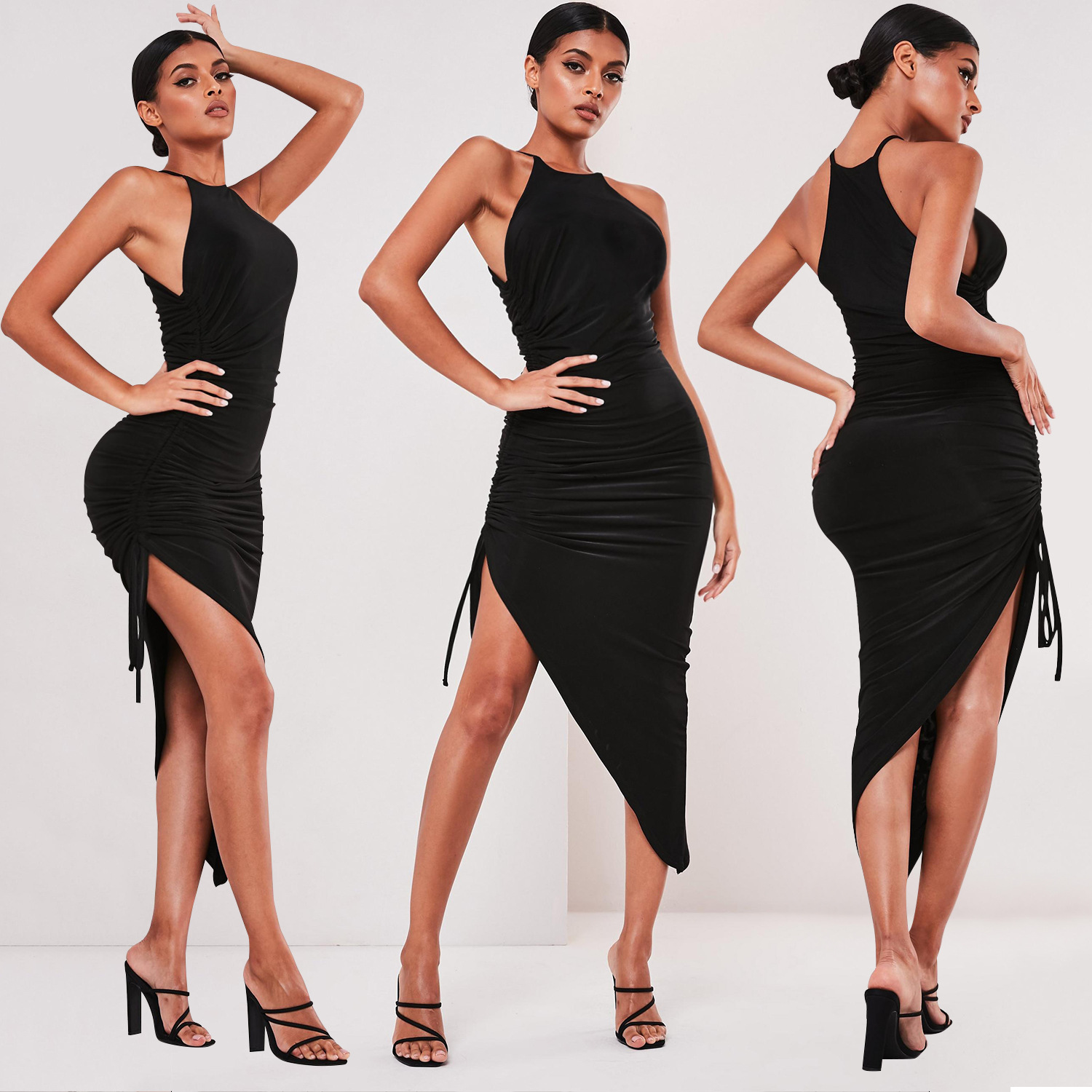 Women's irregular dress with suspenders