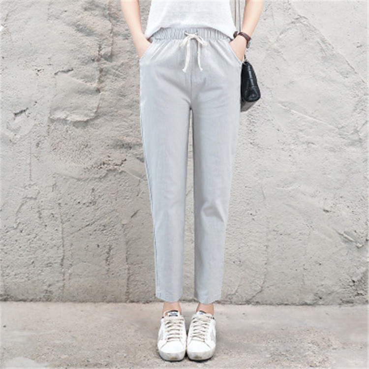 Linen casual pants Grey - Shop at LoveMi