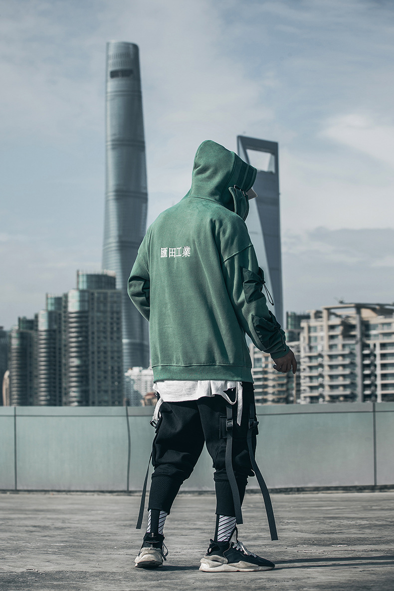 Japanese hoodie men's dark functional wind jacket