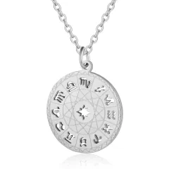 Twelve Constellation Titanium Steel Necklace - Silver - View 1