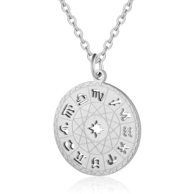 Twelve Constellation Titanium Steel Necklace Silver - Shop at LoveMi