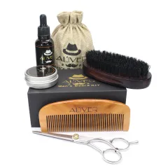 ALIVER men's beard portable styling comb beard comb brush cream oil beard water suit - View 1