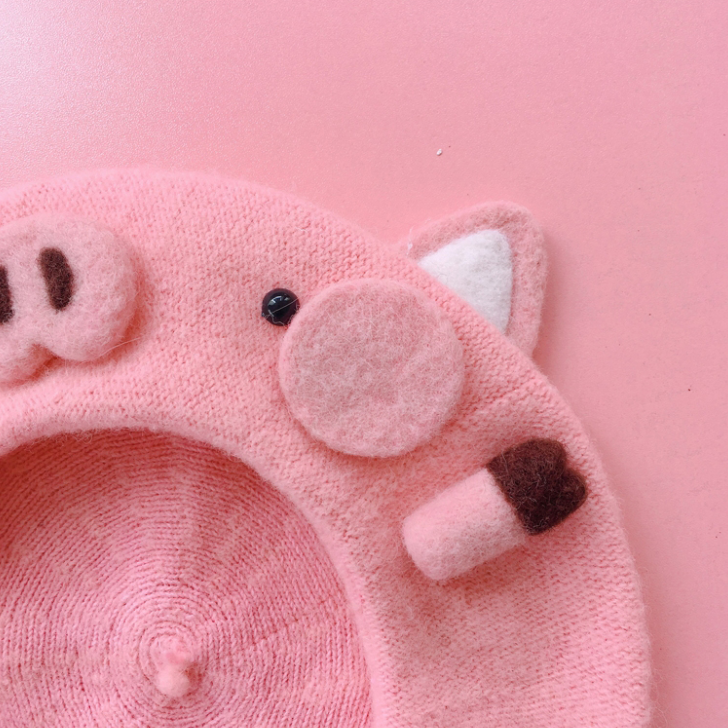 Cute pink piggy beret
