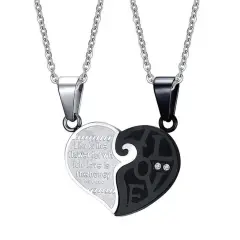 Love pendant couple necklace - Black - View 1