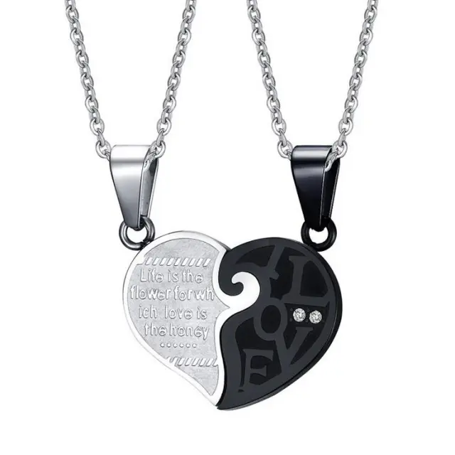 Love pendant couple necklace Black - Shop at LoveMi