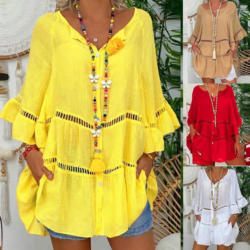 Cotton and V-neck top