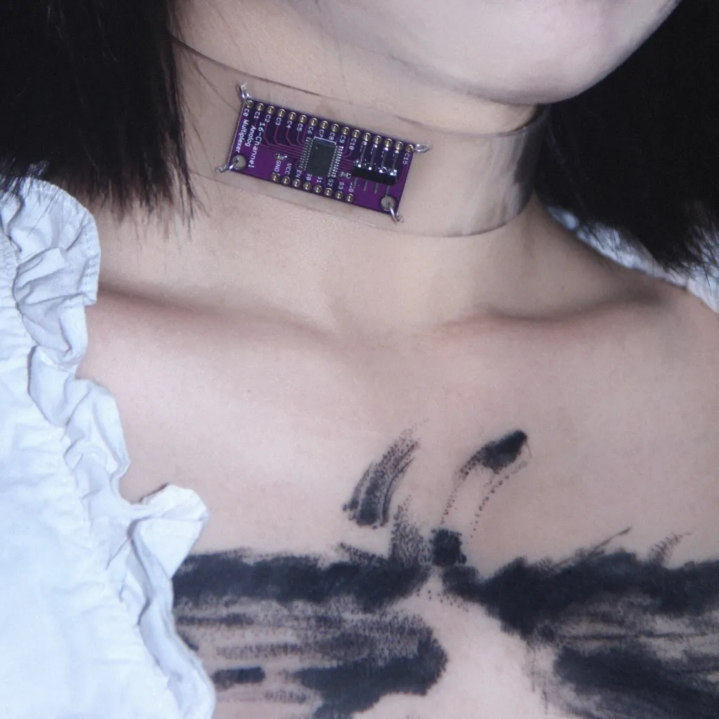 Cyberpunk futuristic decorative collar choker - Transparent