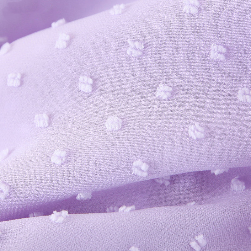 Round neck puff sleeve layered lotus leaf polka dot shirt