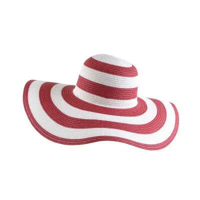 Black and white striped straw hat along the beach Red - Shop at LoveMi