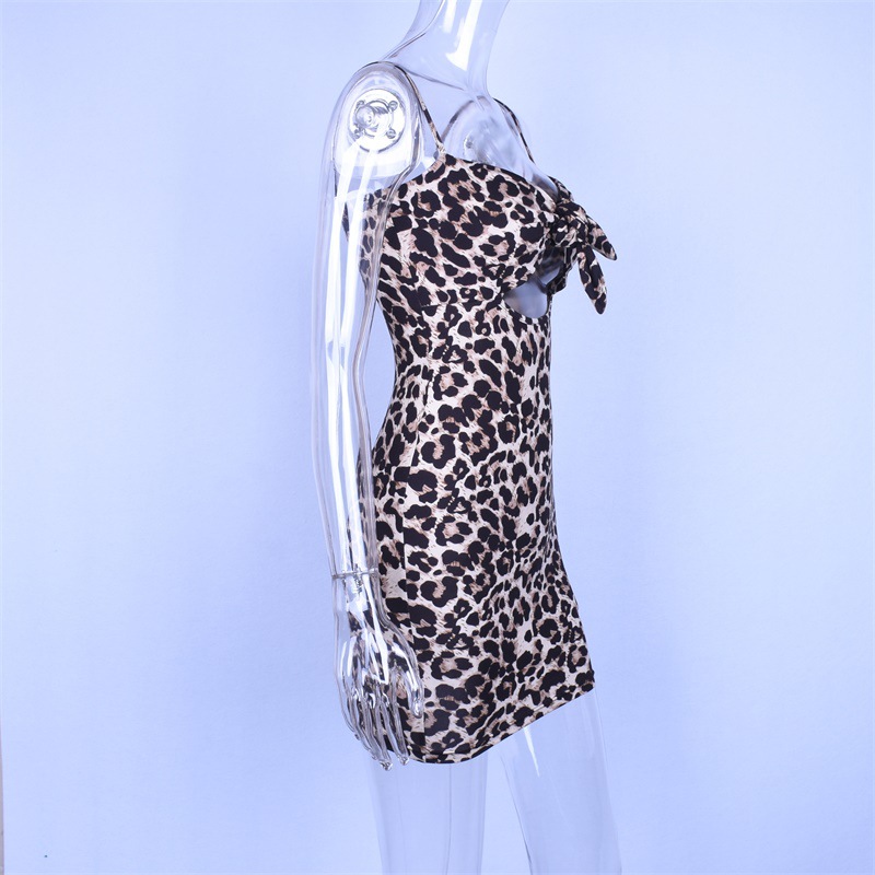 Leopard bow tie tube dress
