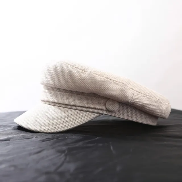 Casual flat top military hat cotton linen ladies sun hat cap White - Shop at LoveMi