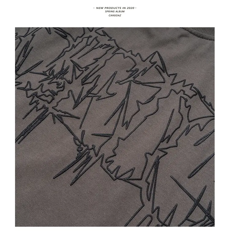 Loose foam letter printed long-sleeved T-shirt